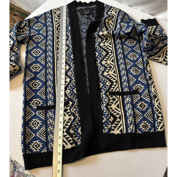Forever 21 Women's M Boho Colorful Aztec Knit Cardigan Sweater Preppy Academia - Picture 7 of 8